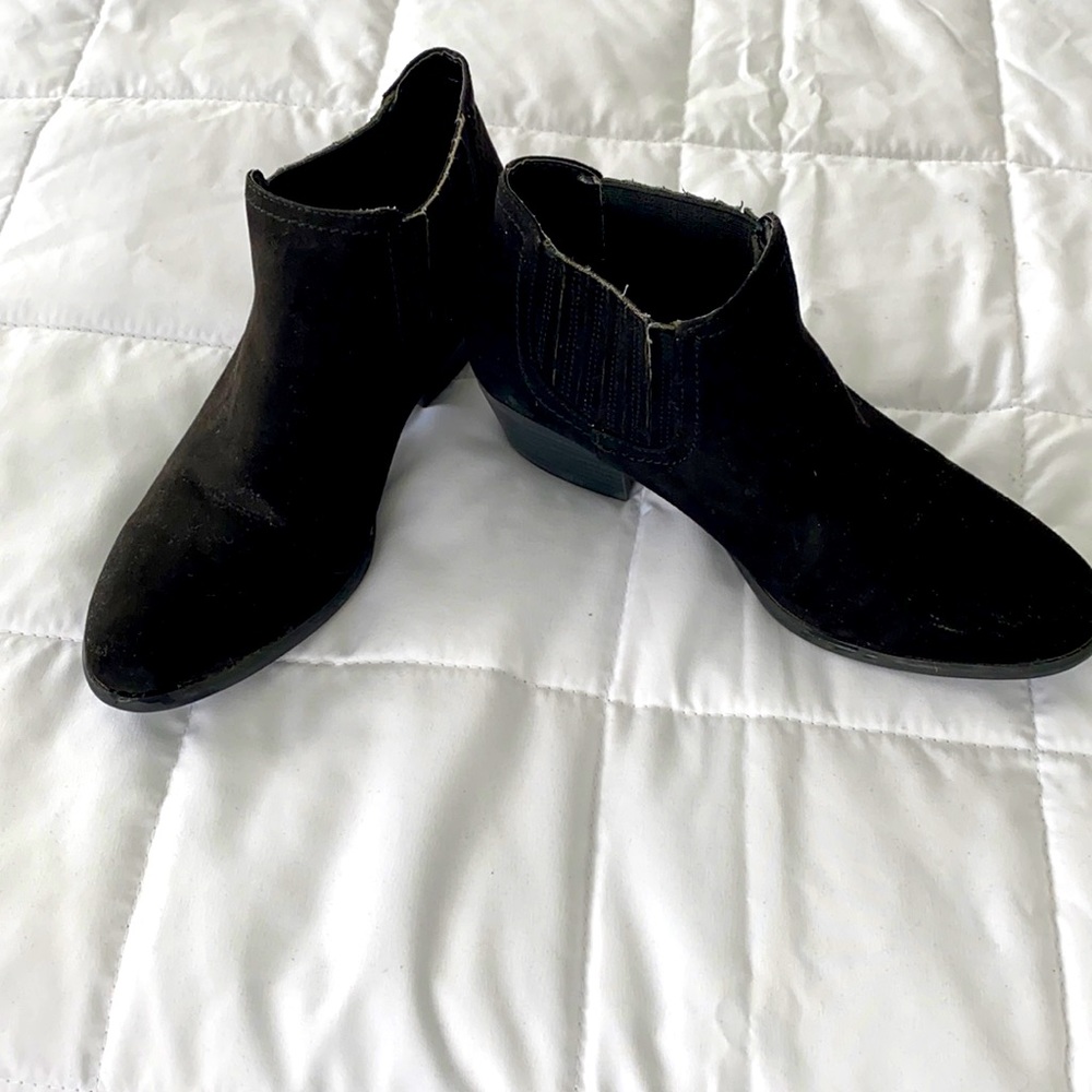 Black faux suede booties size 8.5